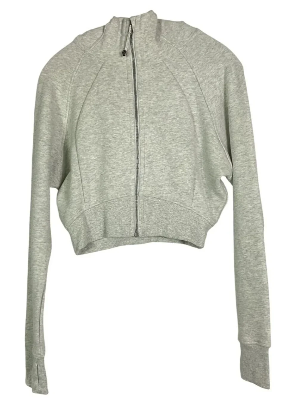 lululemon Scuba Full Zip Cropped Hoodie Heathered Core Ultra Light Grey Size 8